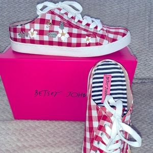 Betsy Johnson- Slip on sneakers, red gingham